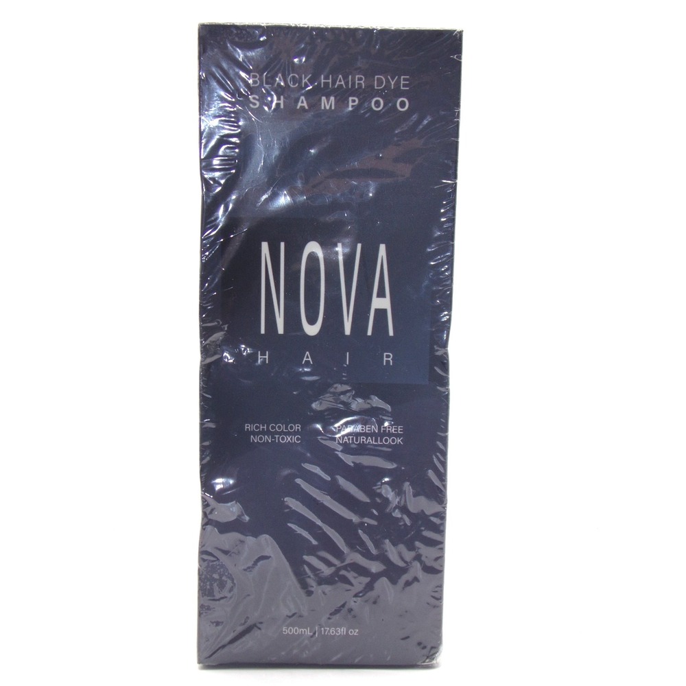 Nova Hair Dye Shampoo, Nova Hair Care, Black Hair Shampoo 17.63 oz 500 ml